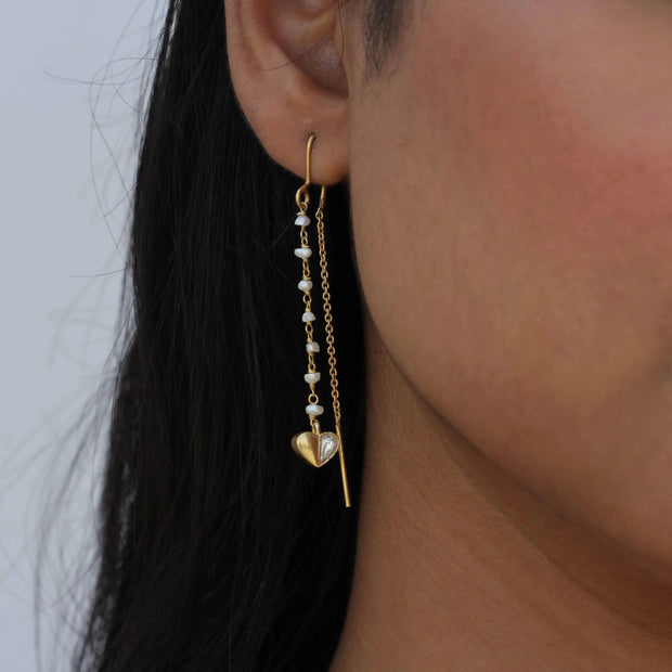 Buy Double Stud Earring With Chain Gold Chain Earrings Chain Stud Earring  Flower Stud Earrings Double Piercing Earring Sterling Silver Online in  India - Etsy